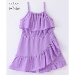 arias by lara dutta Arias See Sucker Sleeveless Elasticated Waist Jumpsuits With Lining - Purple-picture-26