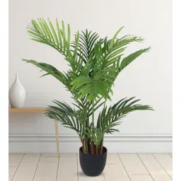 Arick Decor 47 Inch Artificial Real Touch Areca Palm Plants Big Leaves With Black Pot-picture-31