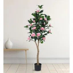 Arick Decor 59 Inch Artificial Real Touch Camellia Rose Flowers Plants With Black Pot-picture-38