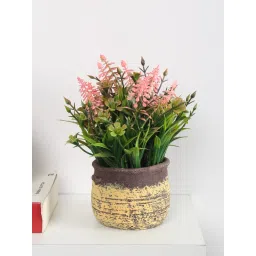 ARICK DECOR Artificial Light Pink Flowers Plants Bonsai with Seremet Pot-picture-37