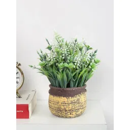 ARICK DECOR Artificial White Flowers Plants Bonsai with Seremet Pot-picture-21