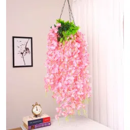 arick decor Pack of 12 Pink Artificial Hanging Orchid Flowers Bush-picture-13