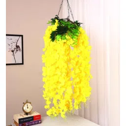 arick decor Pack of 12 Yellow Artificial Hanging Orchid Flowers Bush-picture-31