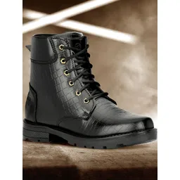 Arics Men Black Textured Trekking Shoes-picture-34