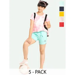 ariel Girls Pack Of 5 Cotton Printed Shorts-picture-16