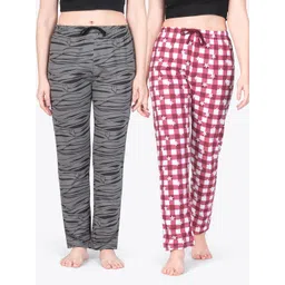 ariel Pack Of 2 Printed Pure Cotton Mid-Rise Lounge Pants-picture-23