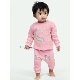 ariel Round Neck Pure Cotton Fleece T-Shirt With Pyjama Clothing Set-picture-38