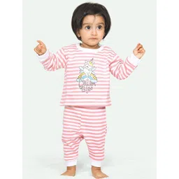 ariel Round Neck Pure Cotton Fleece T-Shirt With Pyjama Clothing Set-picture-19