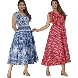 Arihant Collection Rajasthani Traditional Cotton Designer Long Midi Maxi Dress in Jaipuri Printed_Arihant_40_B_R-picture-38