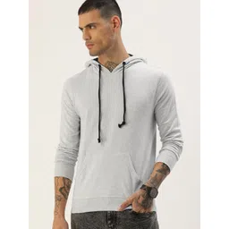 ARISE Men Grey Melange Hooded Solid Sweatshirt-picture-14