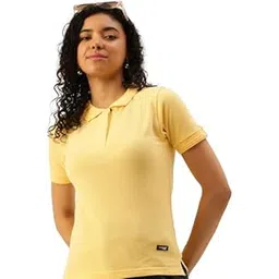 arise by beroe Women's Yellow Polo T-Shirt, Short Sleeves, Collared-picture-38