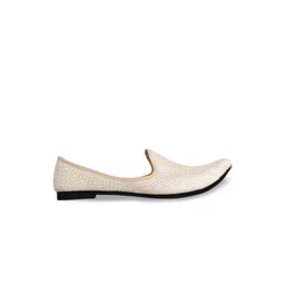 Aristitch Men Off White Textured Mojaris-picture-38