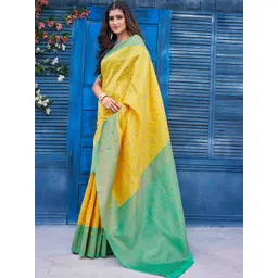 Ariya Prints Floral Woven Design Zari Banarasi Saree image 2