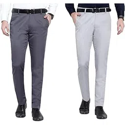 ARIZO Men's Formal Regular Fit Cotton Blend Dark Grey & Light Grey Trouser-picture-41