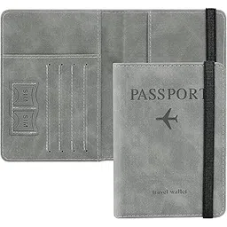 arj Passport Holder Cover Travel Wallet Organiser, Passport Case with PU Leather Travel Document Holder for Men & Women Travel Accessories (Grey)-picture-23