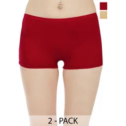 arLa APPAREL Pack Of 3 Seamless Pure Cotton Boyshorts (P2)_BoyShort-Beige_Maroon-picture-34