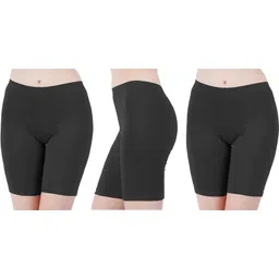 arla apparel Pack of 3 Solid Women Black Cycling Shorts-picture-11