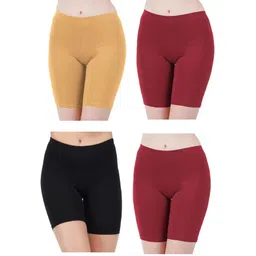 arla apparel Pack of 4 Solid Women Multicolor Cycling Shorts-picture-34