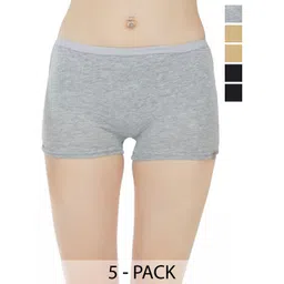 arLa APPAREL Pack Of 5 Seamless Pure-Cotton Boyshorts Beiefs-picture-27
