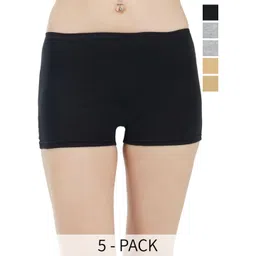 arLa APPAREL Pack Of 5 Seamless Pure Cotton Boyshorts (P5)_BoyShort-2Beige_2 Grey_Black-picture-11