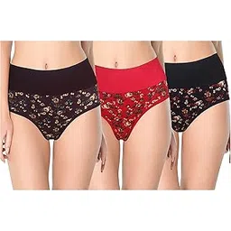 arla Apparel Pack of 3 100% Pure Cotton Black Printed Tummycontrol Panties for Women's and Girls (Pack of 3) - Free Transparent Strap (1 Pair) with This Pack [ Free One Pair Transparent Bra Strap ]-picture-26