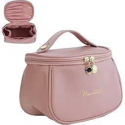 ARLICORPING Makeup Storage Bag,Portable Cosmetic Bag,Pu Leather Multifunctional Vanity Bag For Makeup,Cosmetic Brush Case,Cosmetic Travel Bag For Women Organization Bag With Handle (Light Pink),11 cm-picture-37