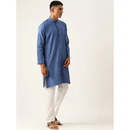 Armaan Ethnic Block Printed Mandarin Collar Cotton Linen Straight Kurta-picture-38