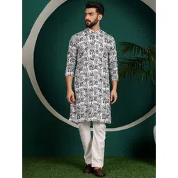 Armaan Ethnic Floral Printed Regular Pure Cotton Kurta with Pyjamas-picture-23