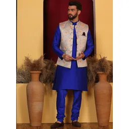 Armaan Ethnic Mandarin Collar Straight Kurta & Churidar With Nehru Jacket-picture-21