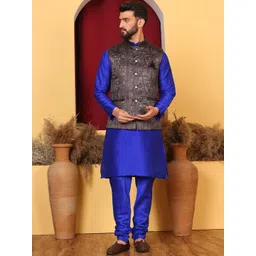 Armaan Ethnic Mandarin Collar Straight Kurta & Churidar With Nehru Jacket-picture-18