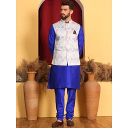 Armaan Ethnic Mandarin Collar Straight Kurta & Churidar With Nehru Jacket-picture-20