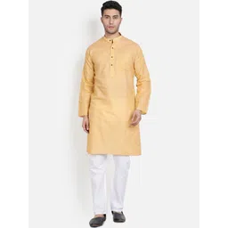 Armaan Ethnic Men Beige Pure Cotton Kurta with Pyjamas-picture-26