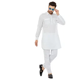 armaan ethnic Men Linen Kurta Pant Set-picture-17