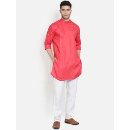 Armaan Ethnic Men Peach-Coloured Pure Cotton Kurta with Pyjamas-picture-34