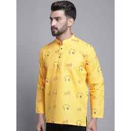 Armaan Ethnic Quirky Printed Band Collar Block Print Straight Kurta-picture-20