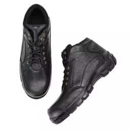 Armaduro Steel Toe Safety Shoes High Ankle Rubber Sole Black Leather Size UK 10, AD1021-picture-19