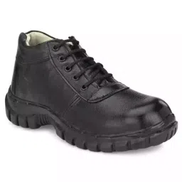 Armaduro Steel Toe Safety Shoes High Ankle Rubber Sole Black Leather Size UK 6, AD1015-picture-18