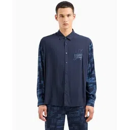 armani exchange All-Over Logo Print Loose Fit Shirt-picture-43