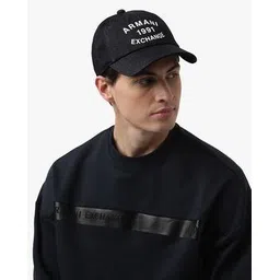 armani exchange Logo Print Denim Cap-picture-22