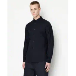 armani exchange Slim Fit Stretchable Shirt with Embroidered Logo-picture-48