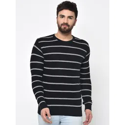 ARMISTO Men Black & Grey Striped Chunky Sweater-picture-14