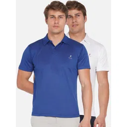 ARMISTO Men Blue & White Polo Collar Dri-FIT Training or Gym T-shirt Set Of 2-picture-13