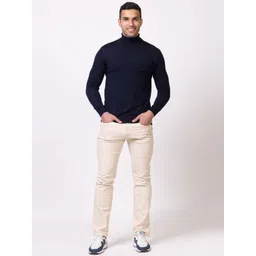 ARMISTO Men Navy Blue Woolen Turtle Neck Pullover image 3