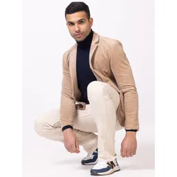 ARMISTO Men Navy Blue Woolen Turtle Neck Pullover image 2