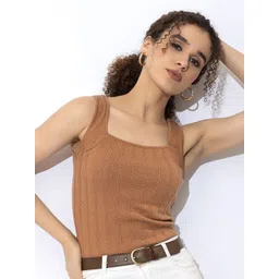 ARMISTO Pure Cotton Textured Knit Square Neck Top-picture-16