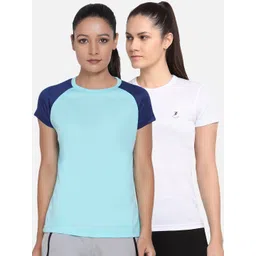 ARMISTO Women Blue & White Slim Fit Sports T-shirt Set Of 2 With Dri-FIT Technology-picture-26