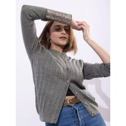 ARMISTO Women Cable Knit Woollen Long Sleeves Cardigan-picture-18