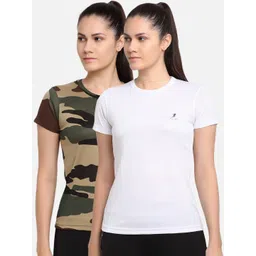 ARMISTO Women Multicoloured 2 Dri-FIT Slim Fit Training or Gym T-shirt-picture-40