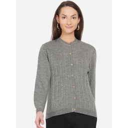 ARMISTO Women Olive Woollen Cable Knit Cardigan-picture-17