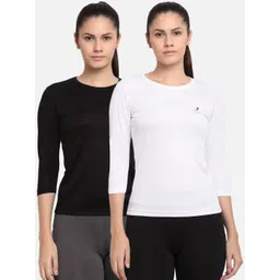 ARMISTO Women Pack of 2 Black & White Dri-FIT Slim Fit Training or Gym T-shirts-picture-33